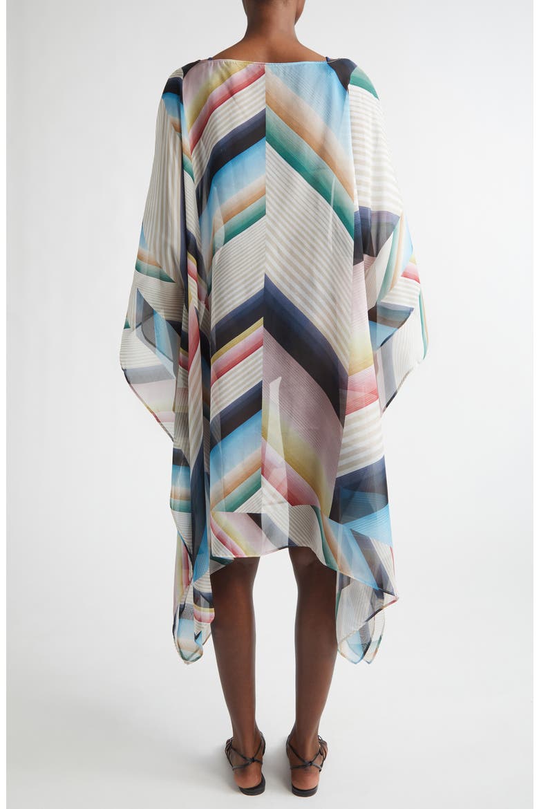 Chevron Print Silk Poncho, Alternate, color, 0001 BLUE MULTI