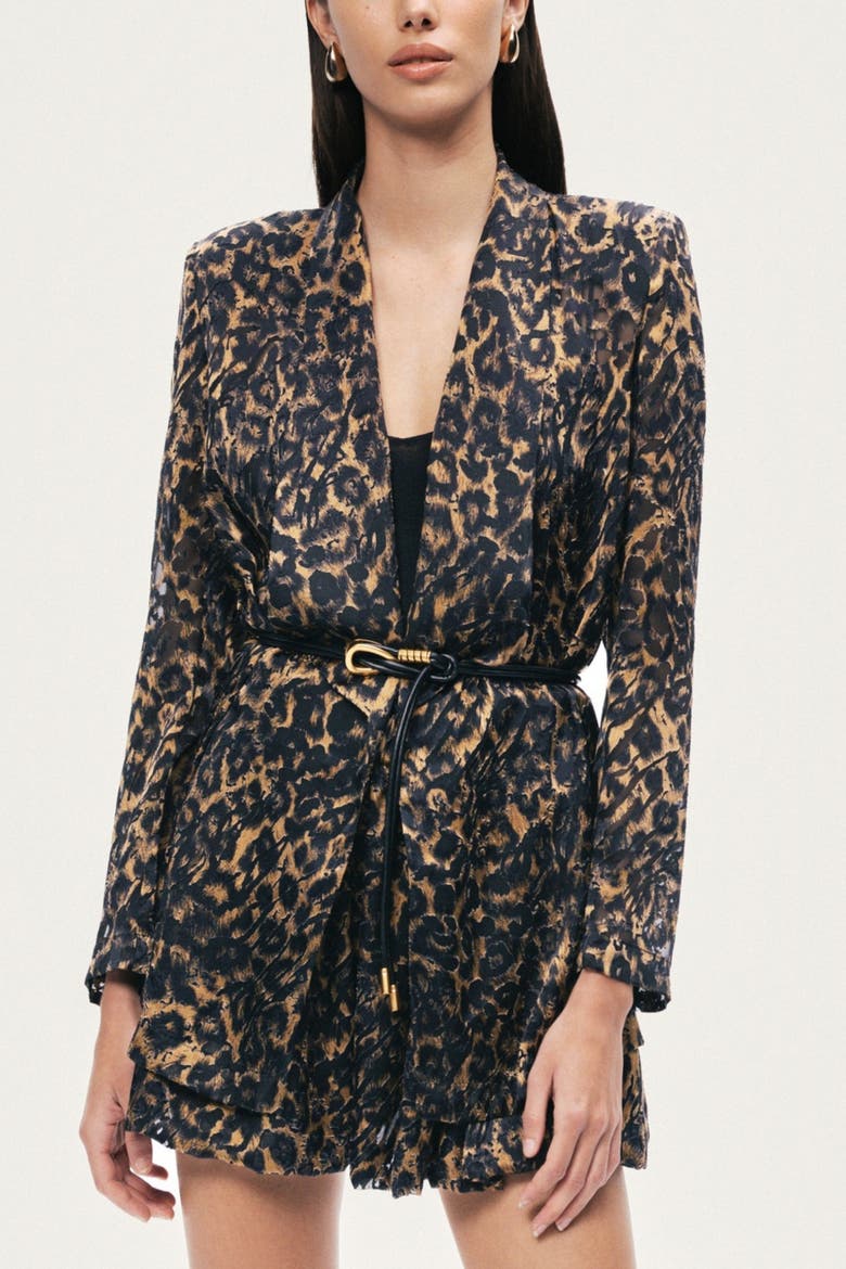 Printed Leopard Belted Jacket, Main, color, Multi-Colored
