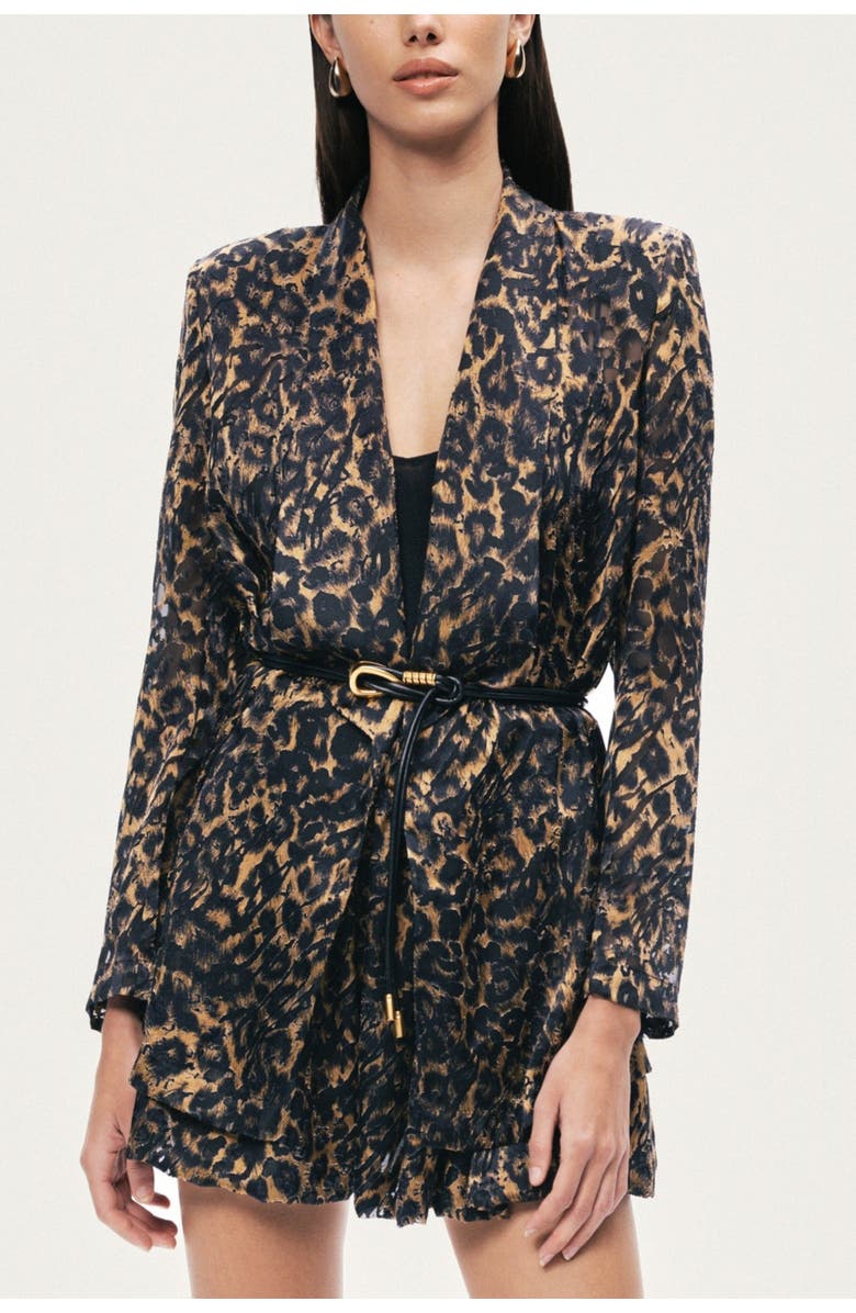 Nocturne Printed Leopard Belted Jacket, Main, color, Multi-Colored