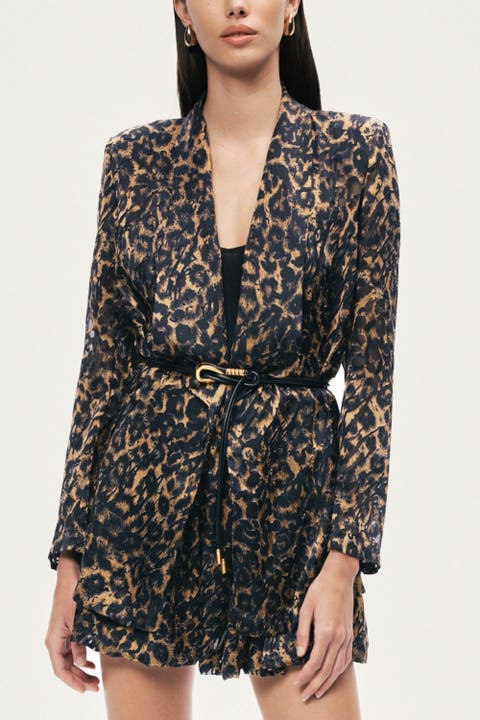 Printed Leopard Belted Jacket