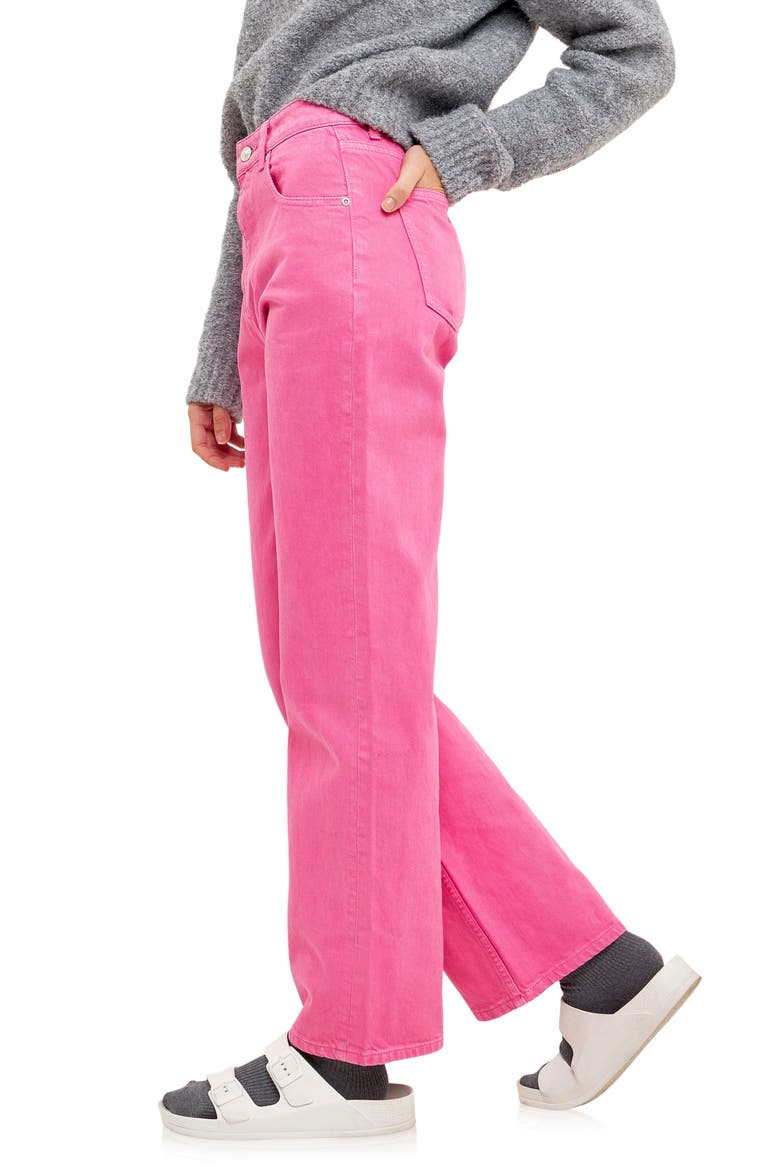 Color Wash Wide Leg Jeans, Alternate, color, PINK
