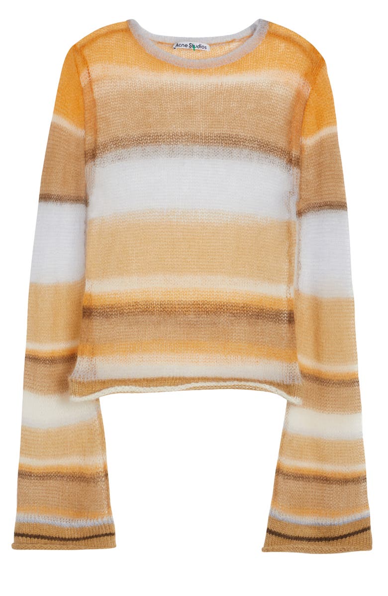Acne Studios Karis Stripe Open Stitch Crewneck Mohair & Wool Blend Sweater, Alternate, color,