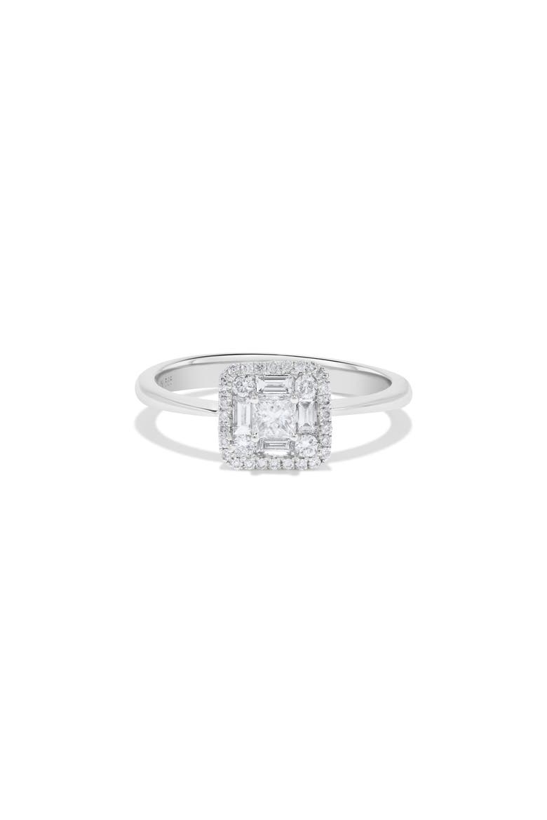 Princess & Baguette Diamond Cluster Ring in 14K White Gold, Main, color, 14K White Gold