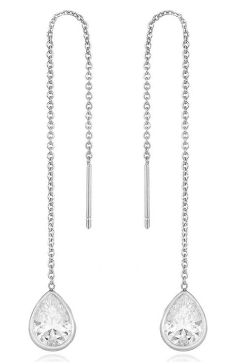 Barely There Cubic Zirconia Threader Earrings