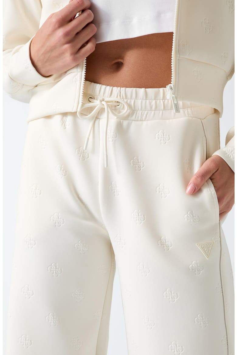 Calista Logo Embellished Wide Leg Pants, Alternate, color, WHITE