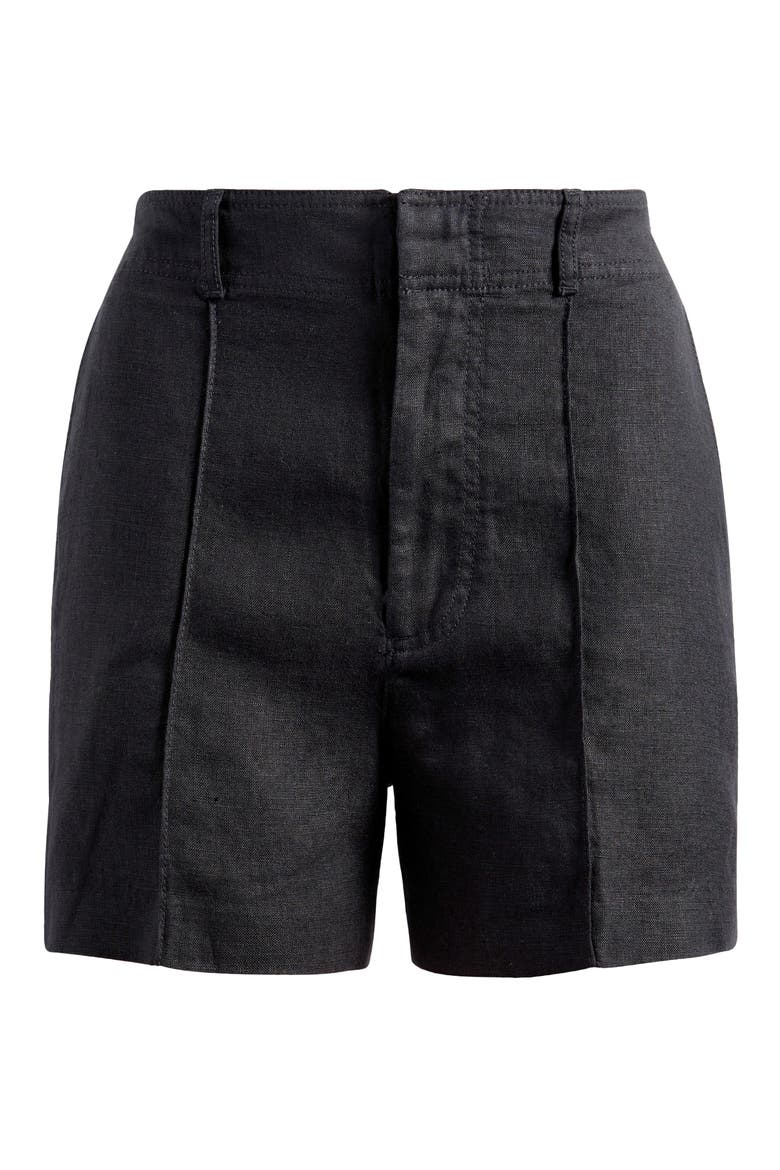 Linen Trouser Shorts, Alternate, color, JET BLACK