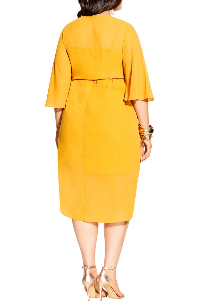 Drawn Up Ruched Chiffon Dress, Alternate, color, HONEY
