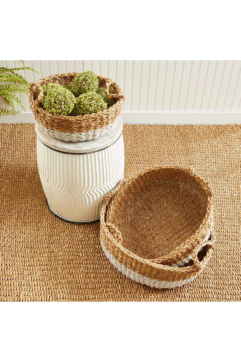 Seagrass Shallow Baskets With Handles Set of 3, Alternate, color, Beige