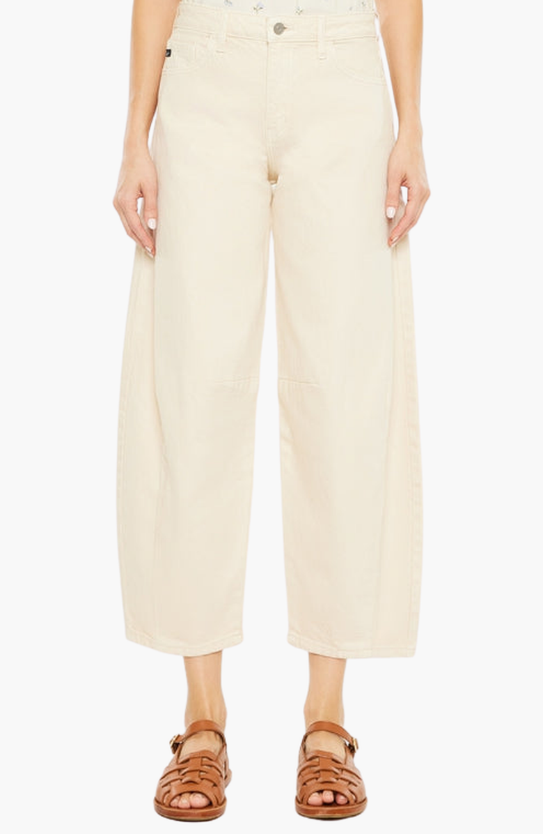 KanCan Addison High Rise Horseshoe Cropped Jeans, Main, color, Ivory