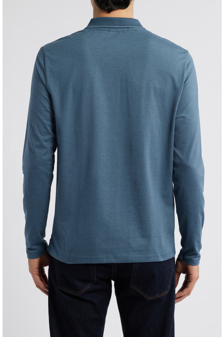 Wardlow Tonal Stripe Long Sleeve Cotton Blend Polo, Alternate, color, TEAL