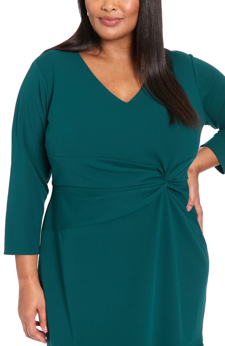 London Times Twist Front Flounce Hem Midi Dress, Alternate, color, Oceanview Blue