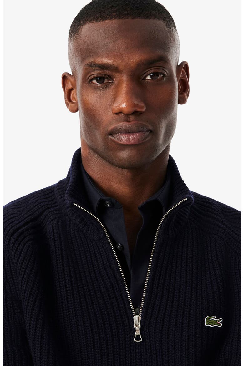 Classic Fit Quarter Zip Wool Rib Sweater, Alternate, color, NAVY BLUE