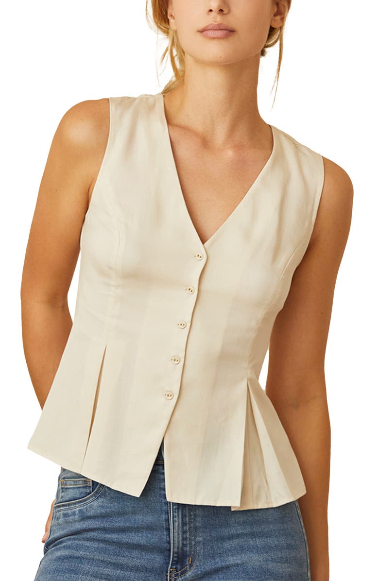 CRESCENT Pleated Lyocell Vest, Main, color, Cream