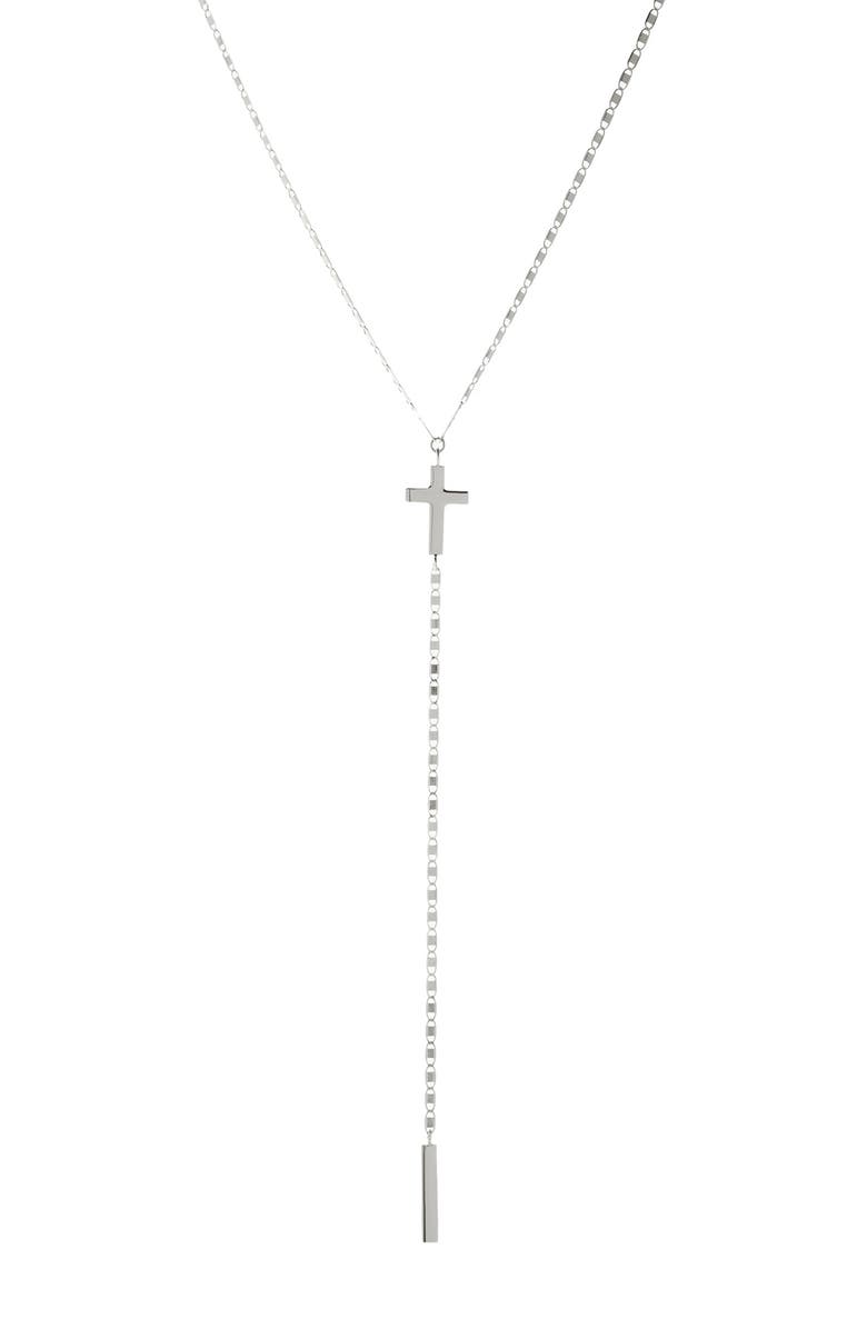 LANA Petite Malibu Cross Bar Lariat Necklace, Main, color,