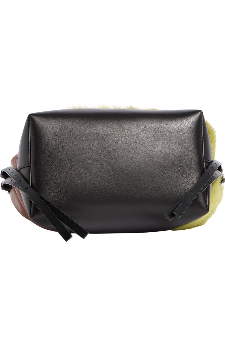 Marni Small Leather & Genuine Calf Hair Hobo Bag, Alternate, color, Zp051 Citronelle/ Moca/ Black