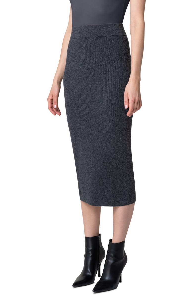 Akris punto Ribbed Virgin Wool & Cashmere Midi Skirt, Alternate, color, 