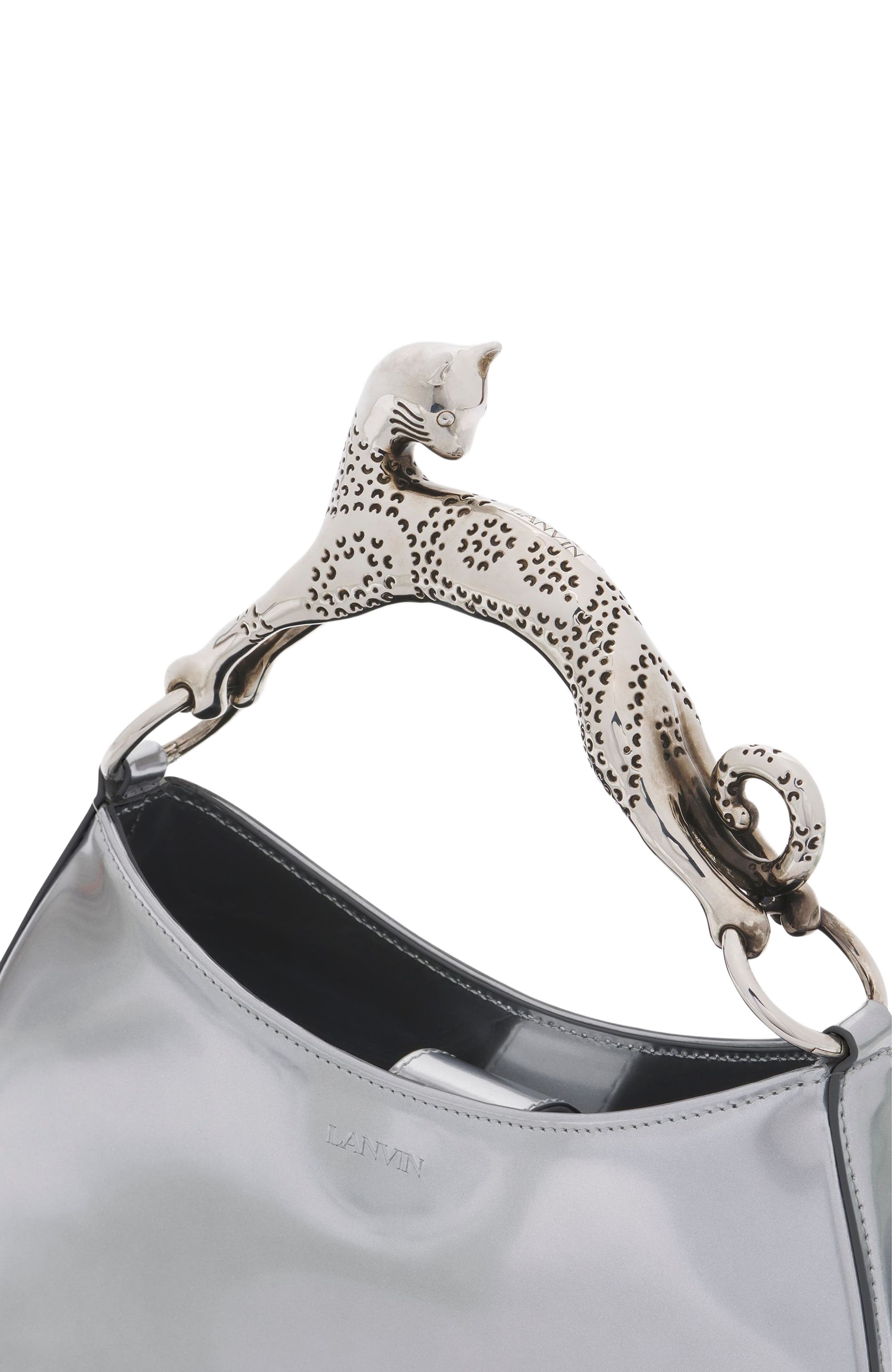 Lanvin Hobo Cat Bag in Metallic Leather, Alternate, color, 