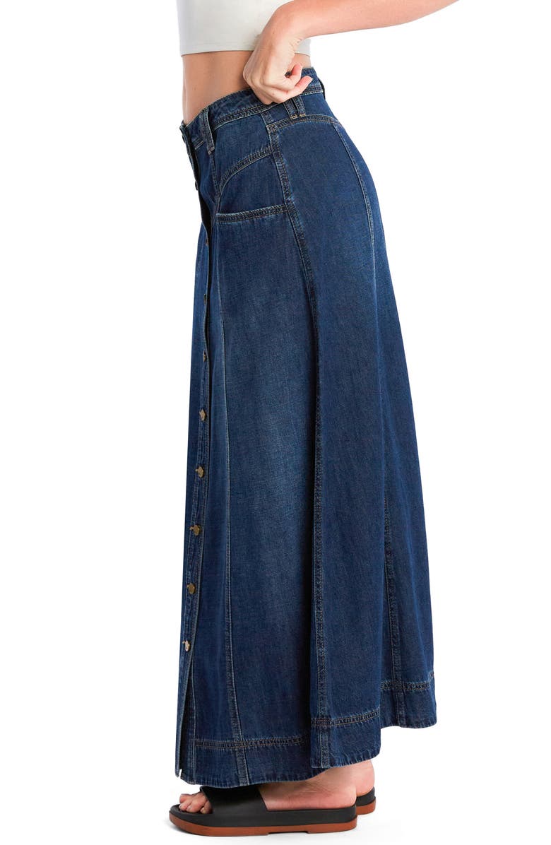 Wash Lab Denim Panel Front Button Denim Maxi Skirt, Alternate, color, Antique Blue