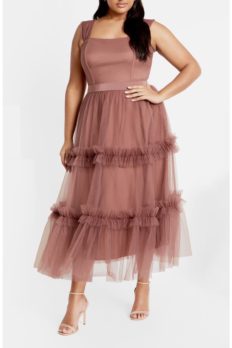 Charming Tulle Ruffle Dress, Main, color, VINTAGE ROSE