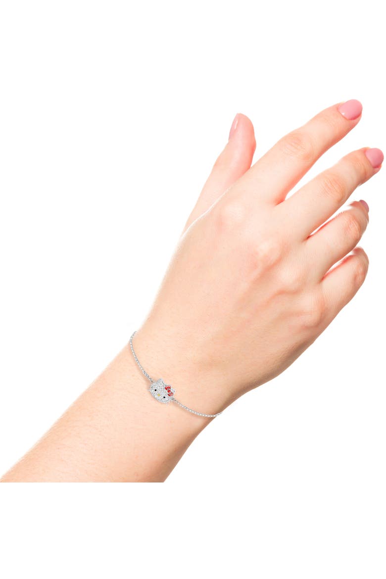 Authentic Pave Hello Kitty Face Lariat Bracelet, Alternate, color, Silver