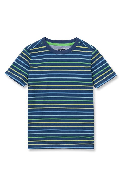 Boys Short Sleeve Stripe Crewneck Tee