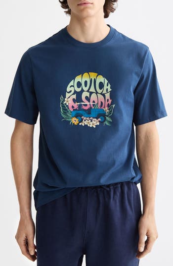 Scotch & Soda Regular Fit Artwork Graphic T-shirt In Blue
