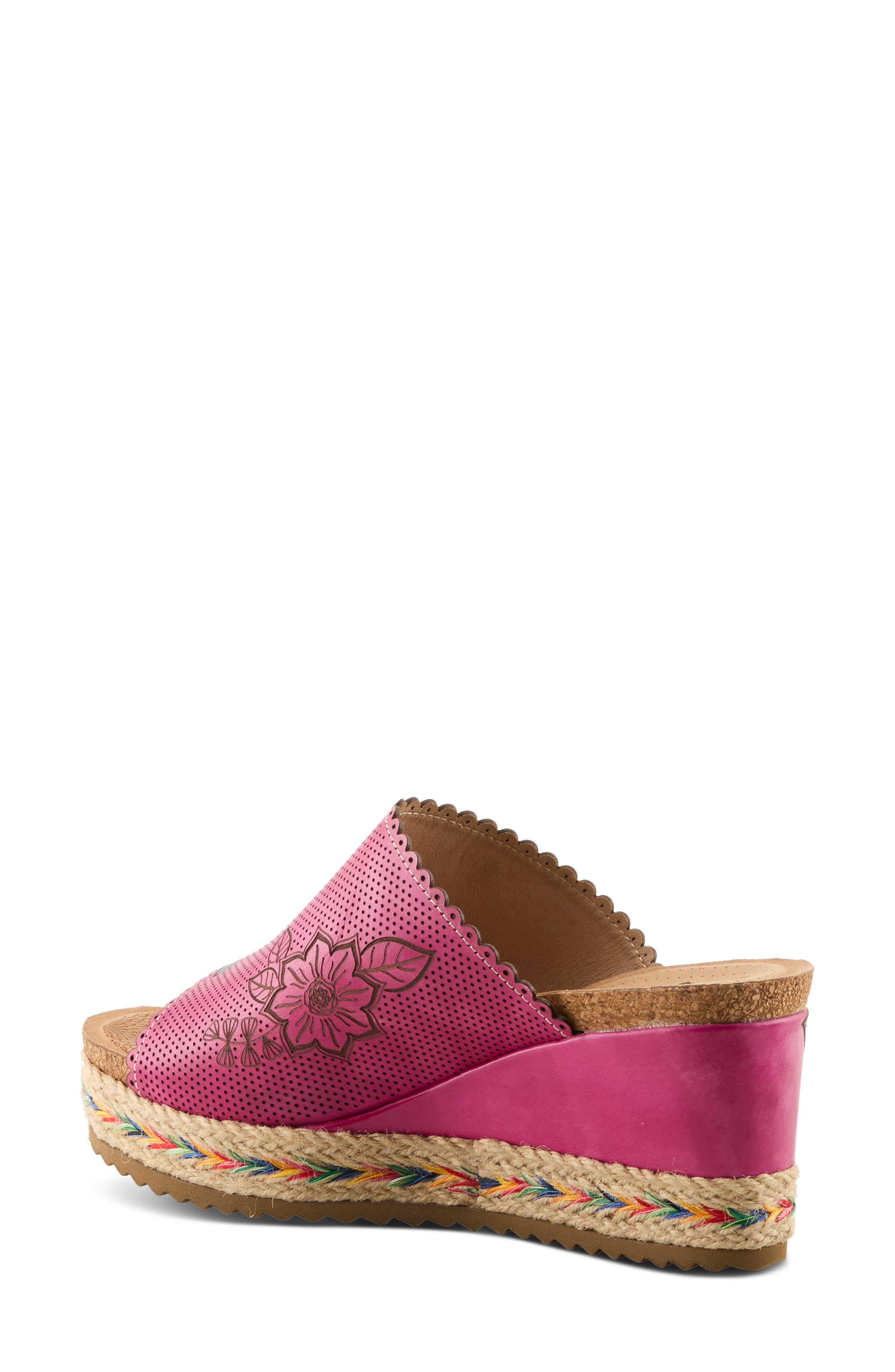 L'Artiste by Spring Step Delraybeach Espadrille Platform Wedge Slide Sandal, Alternate, color, Fuchsia Multi