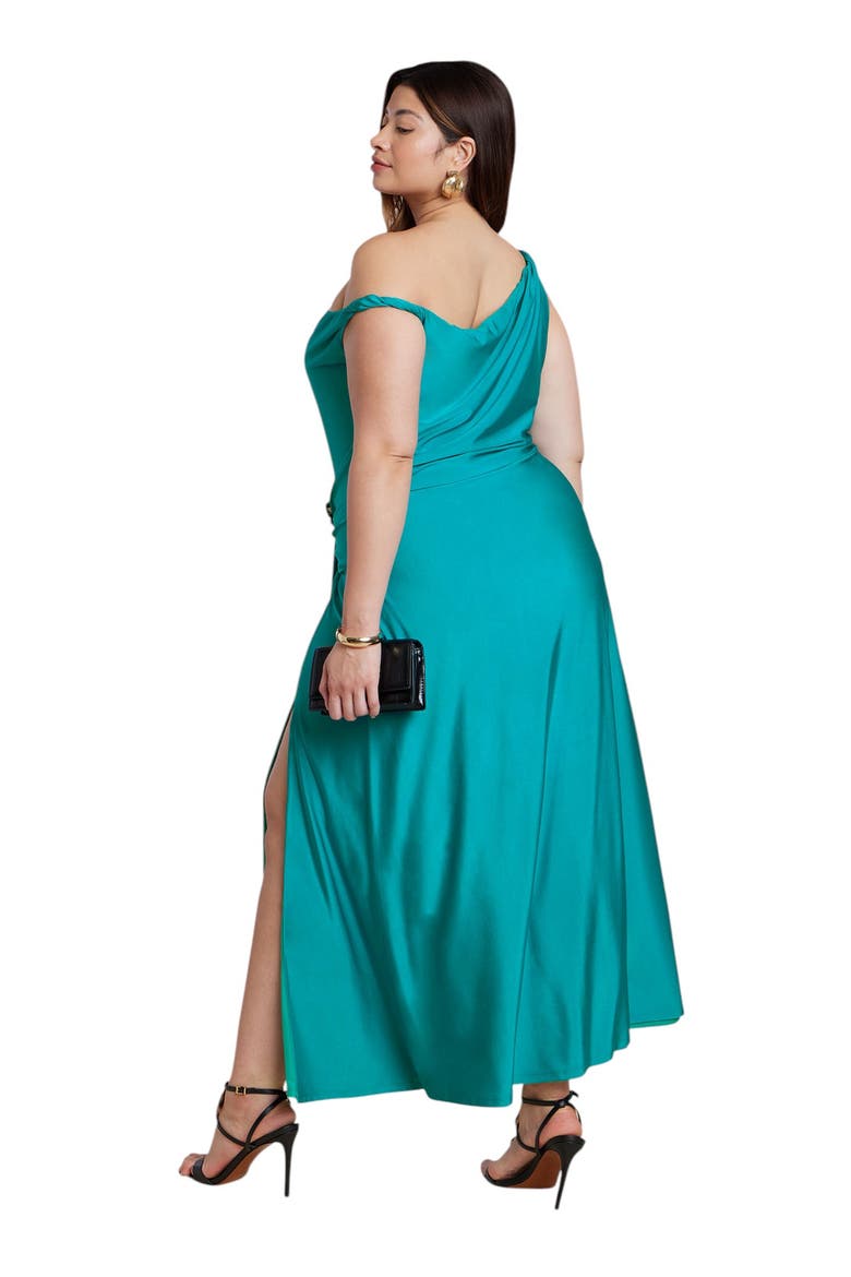 Patbo X Eloquii Asym Neckline Maxi Dress, Alternate, color, BAYOU