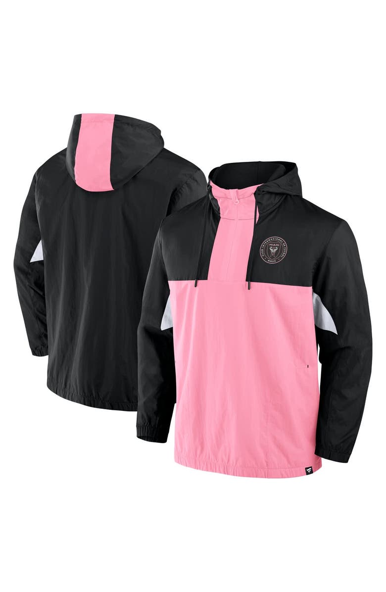 FANATICS Men's Fanatics Black Inter Miami CF Free Kick Woven Quarter-Zip Hoodie Jacket, Main, color, Black