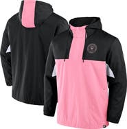 FANATICS Men's Fanatics Black Inter Miami CF Free Kick Woven Quarter-Zip Hoodie Jacket