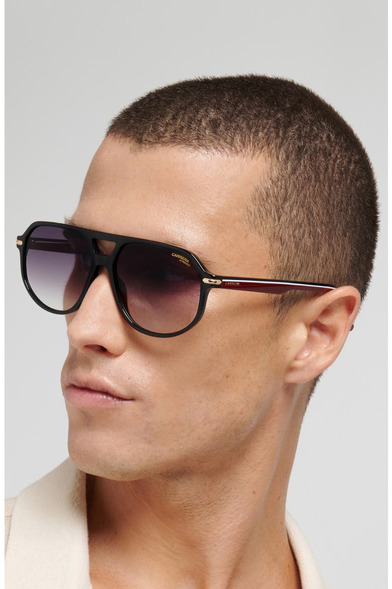 59mm Gradient Navigator Sunglasses, Alternate, color, BLACK RED/ DARK GREY SF
