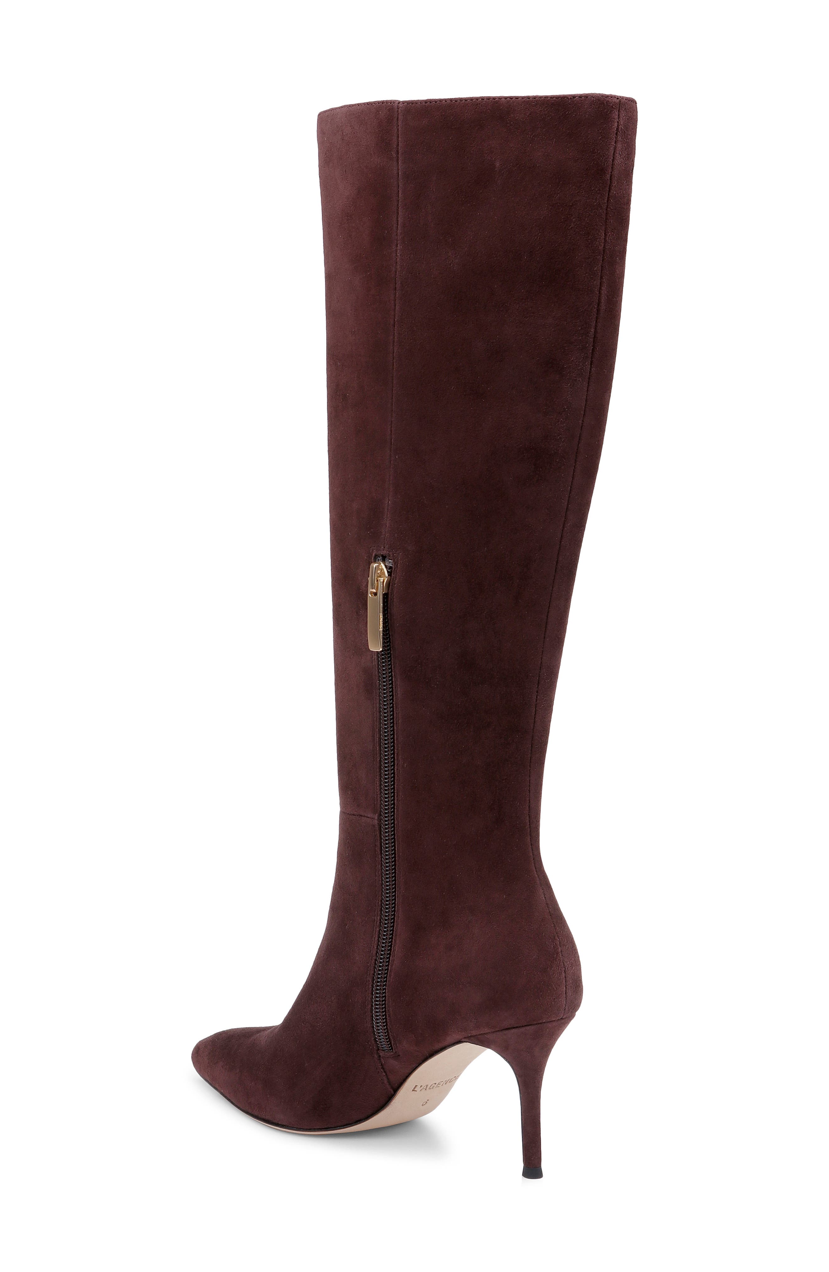 Herald Leather Knee High Boot, Alternate, color, MAHOGANY SUEDE