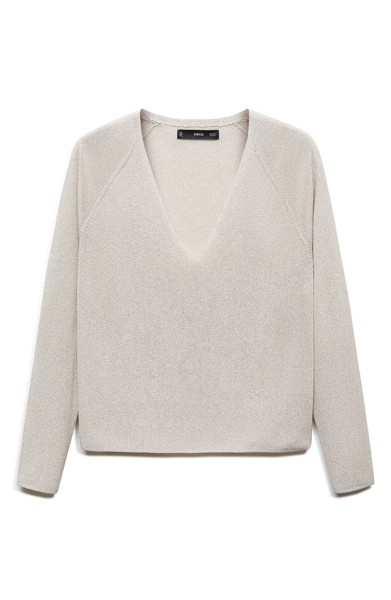 MANGO Metallic V-Neck Sweater, Main, color,