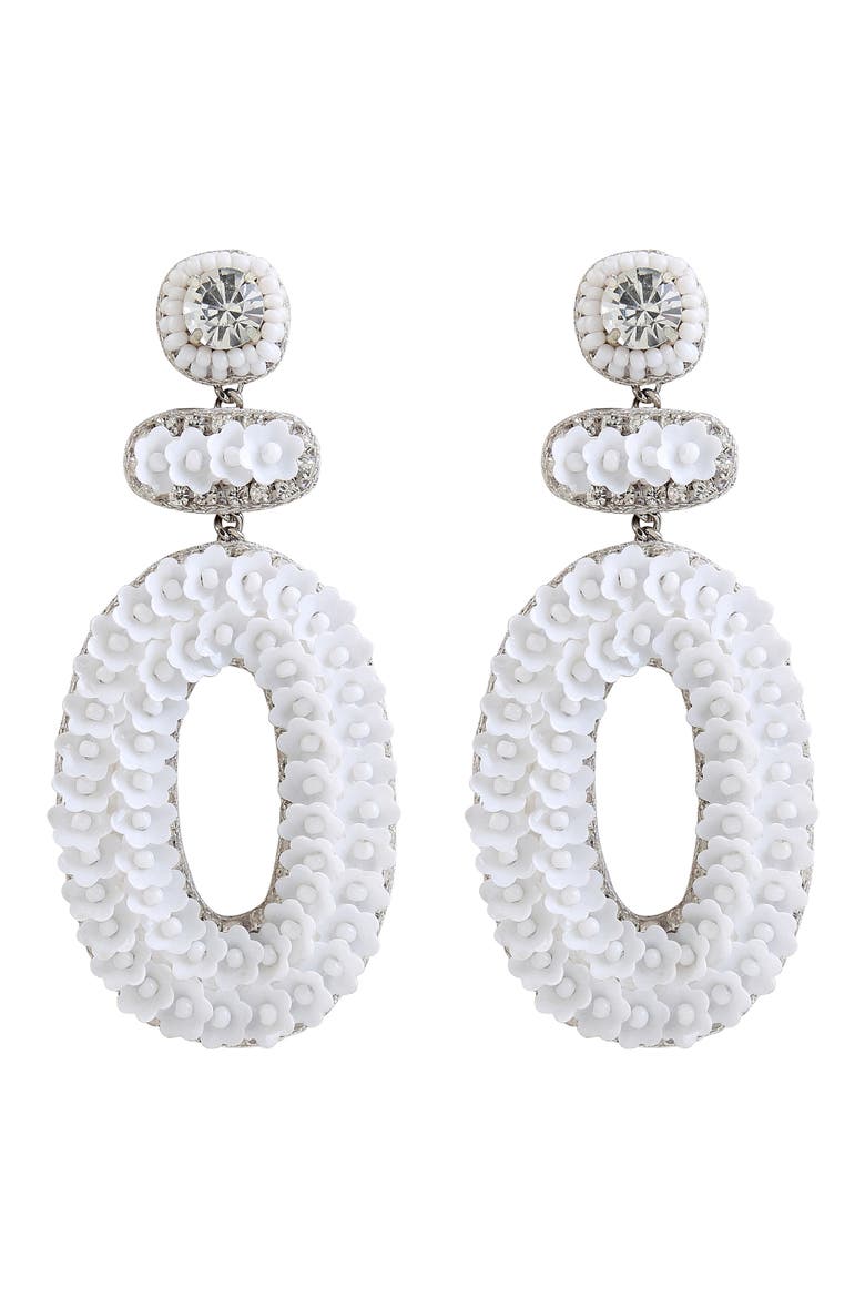 Britt Floral Drop Earrings, Main, color, WHITE