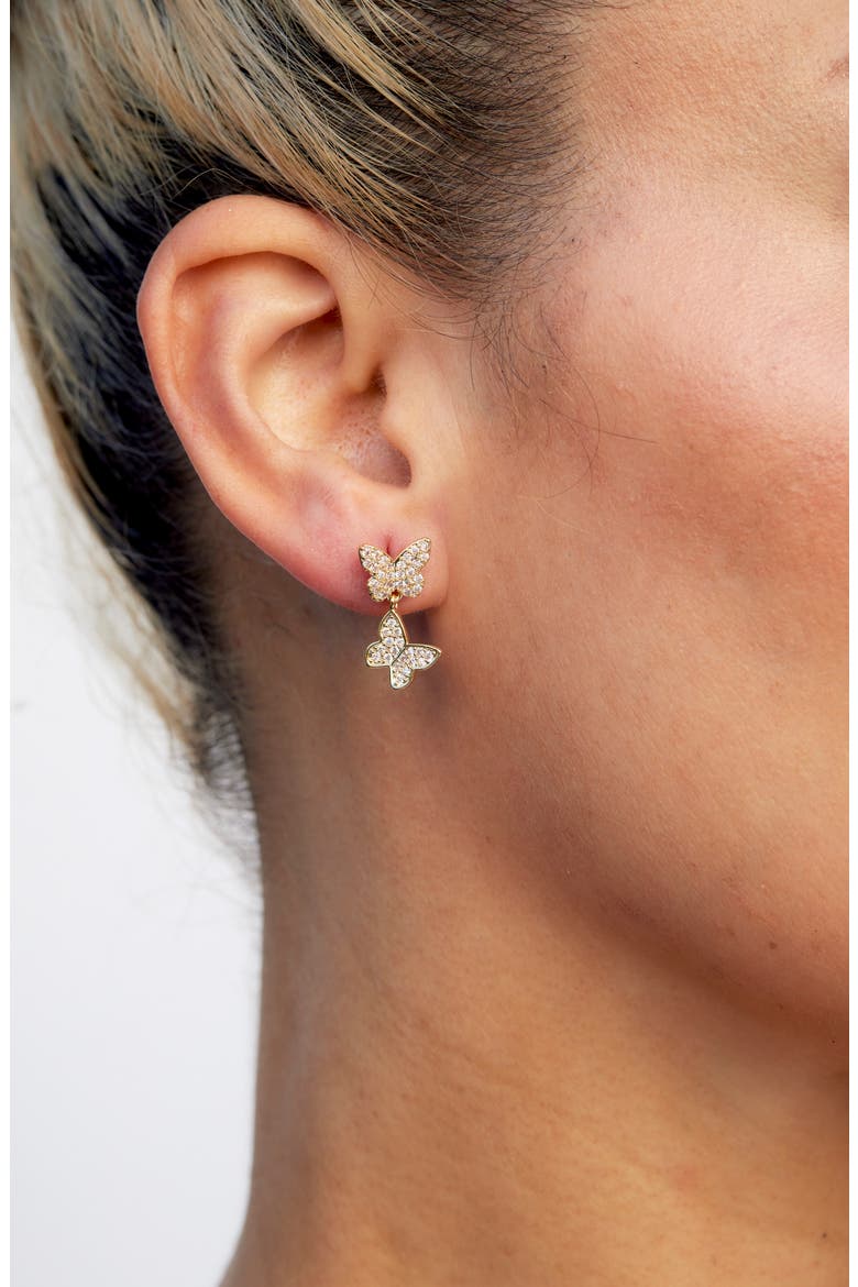 Double Butterfly Drop Earrings, Alternate, color, YELLOW
