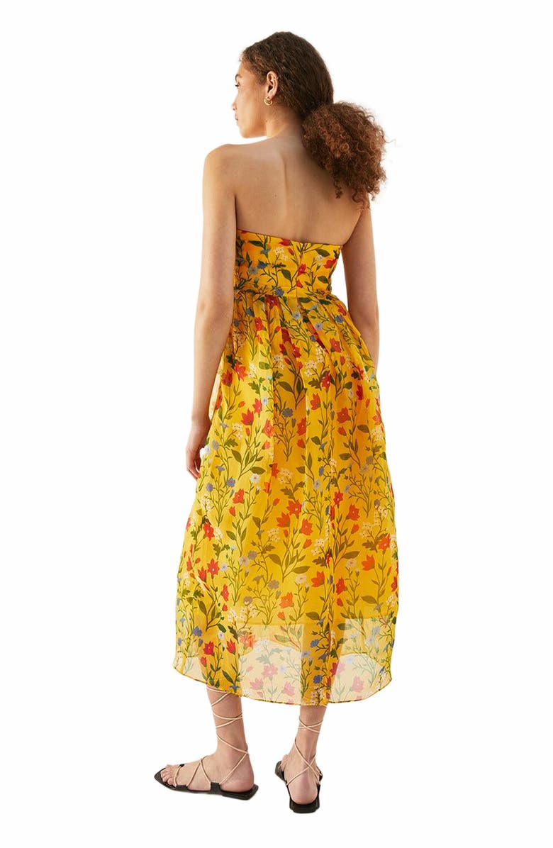 Rebecca Taylor Botanica Fleur Sweetheart Organza Dress, Alternate, color, Dandelion Combo