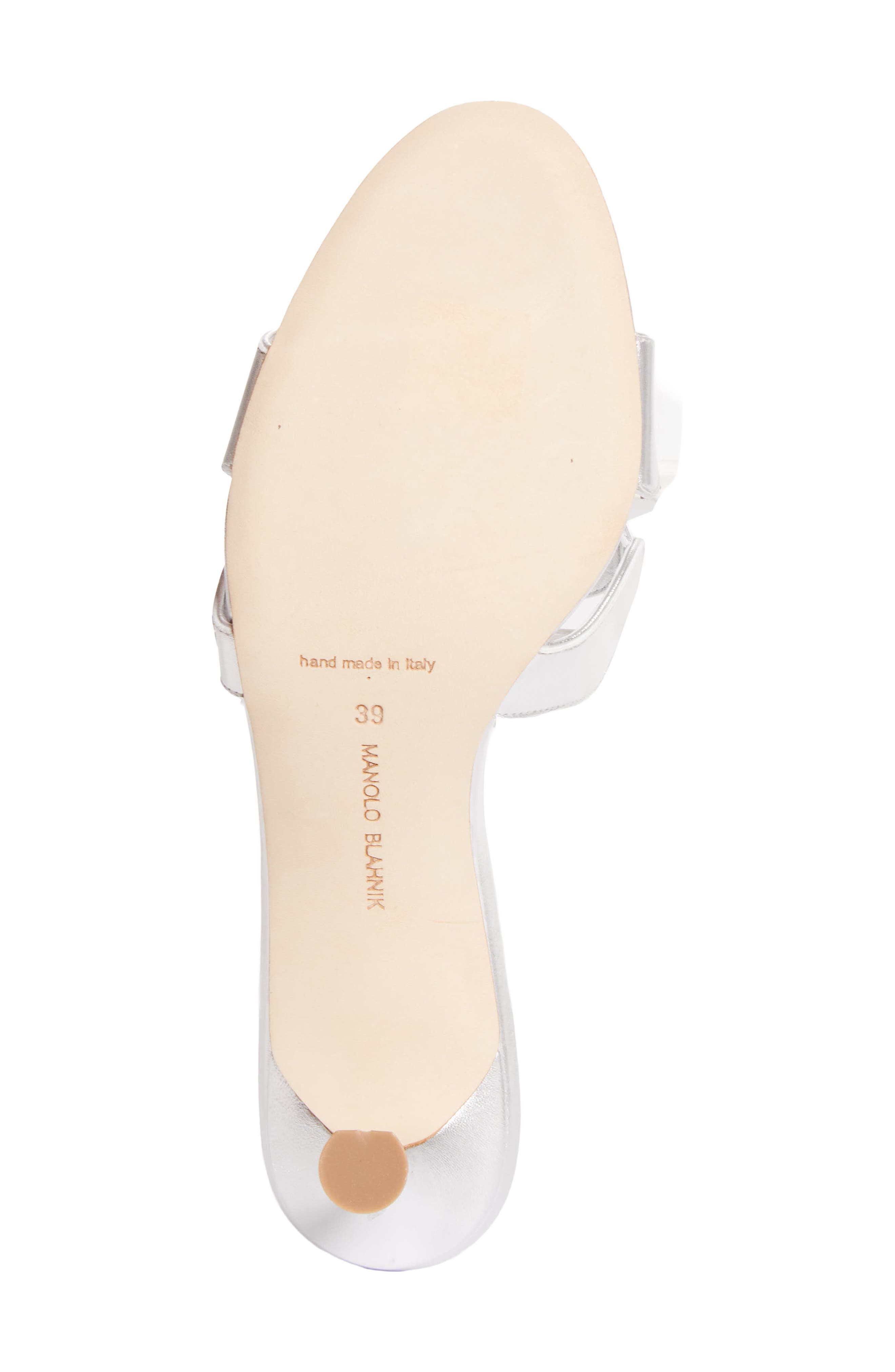 Manolo Blahnik Haribalmu Kitten Heel Sandal, Alternate, color, Silver