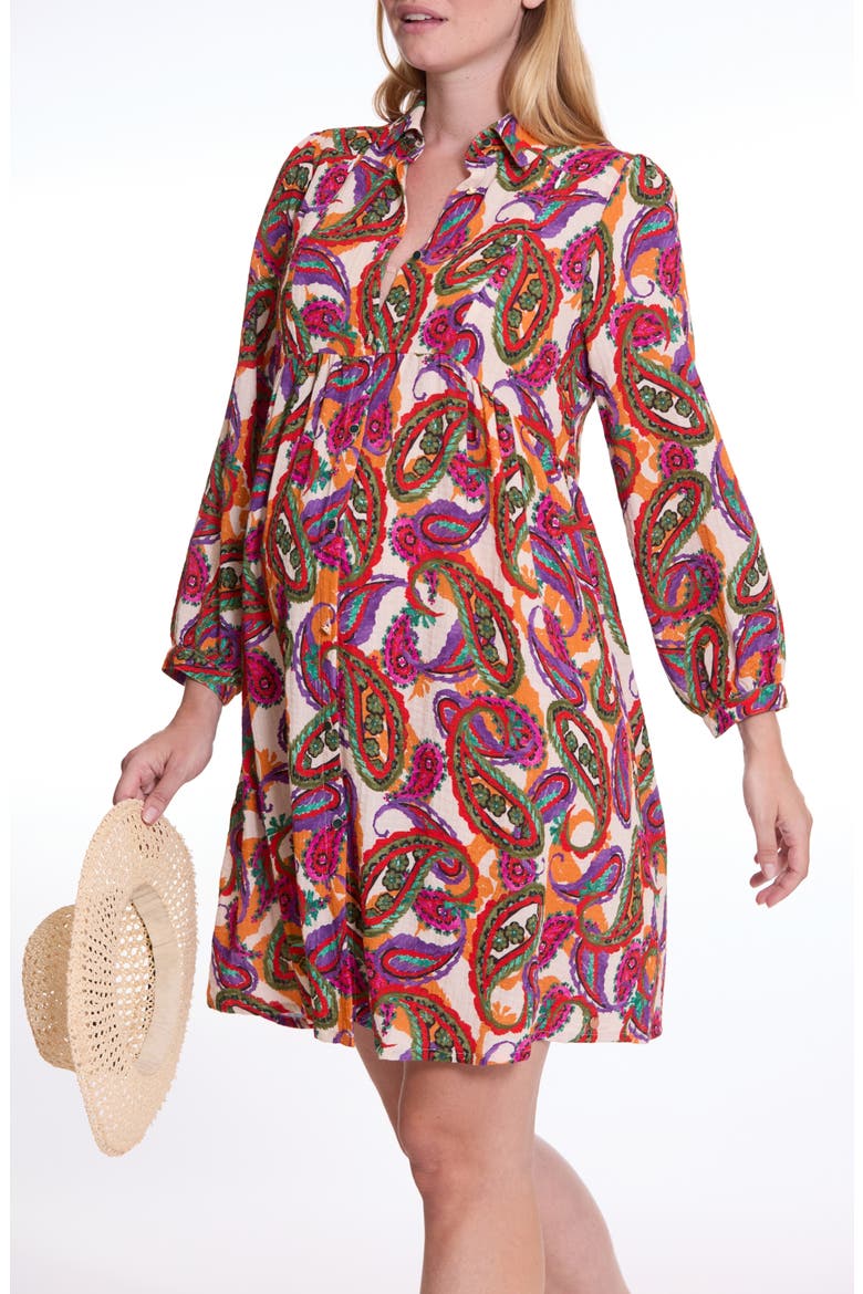 Soledad Maternity and Nursing Shirt Dress, Alternate, color, PAISLEY MUTLI