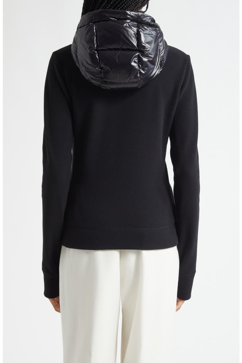 Fleece & Quilted Down Hooded Jacket, Alternate, color, BLACK