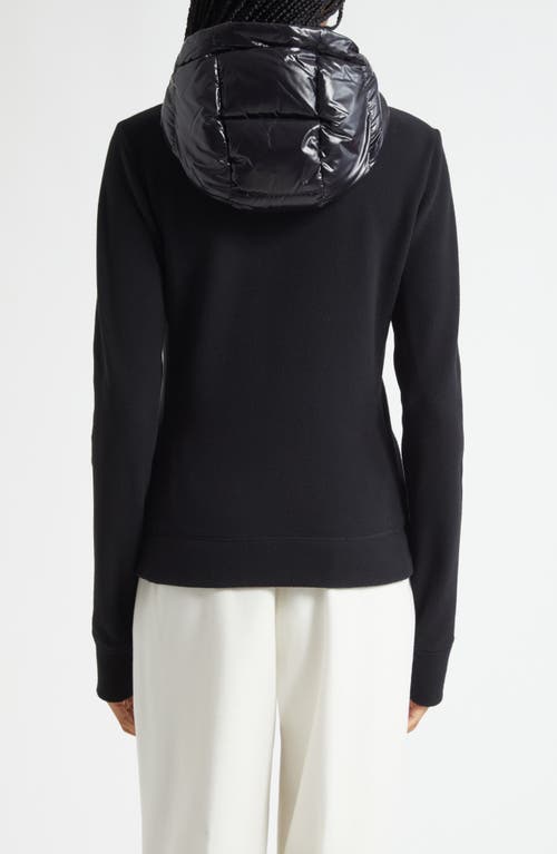 Moncler Hooded Long Sleeve Knitwear With Quilted Front In Black