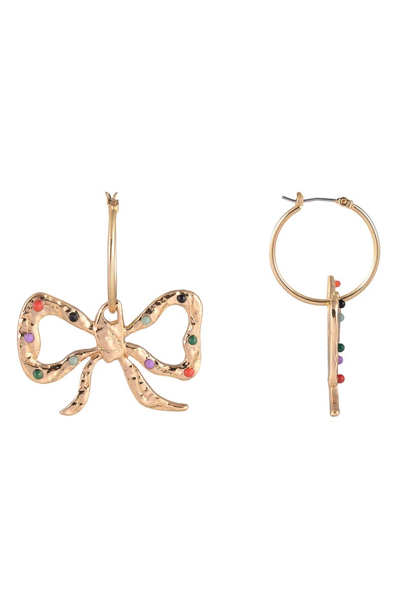 Rachel Roy Multicolor Stone Bow Drop Earrings, Alternate, color, Gold