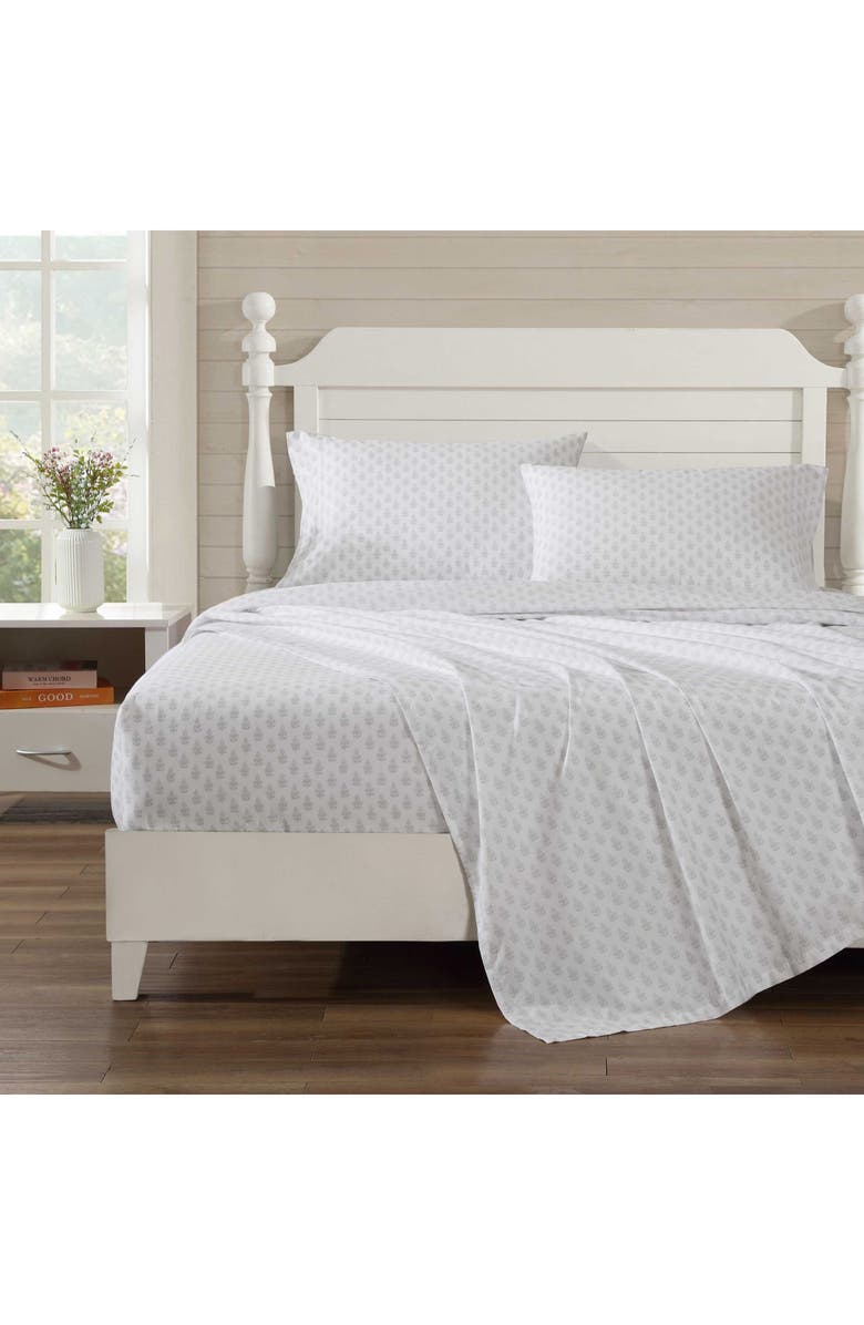 Laura Ashley Francesca 4-Piece Cotton Sheet Set, Alternate, color, Pastel Grey