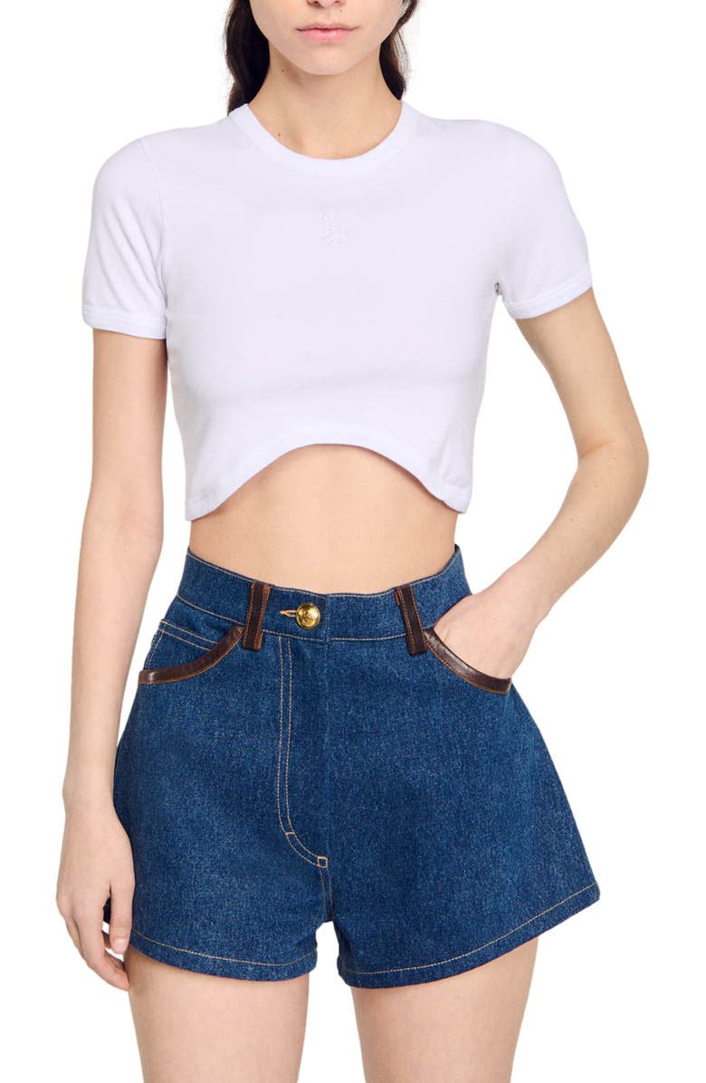 SANDRO Cropped T-shirt, Main, color, 