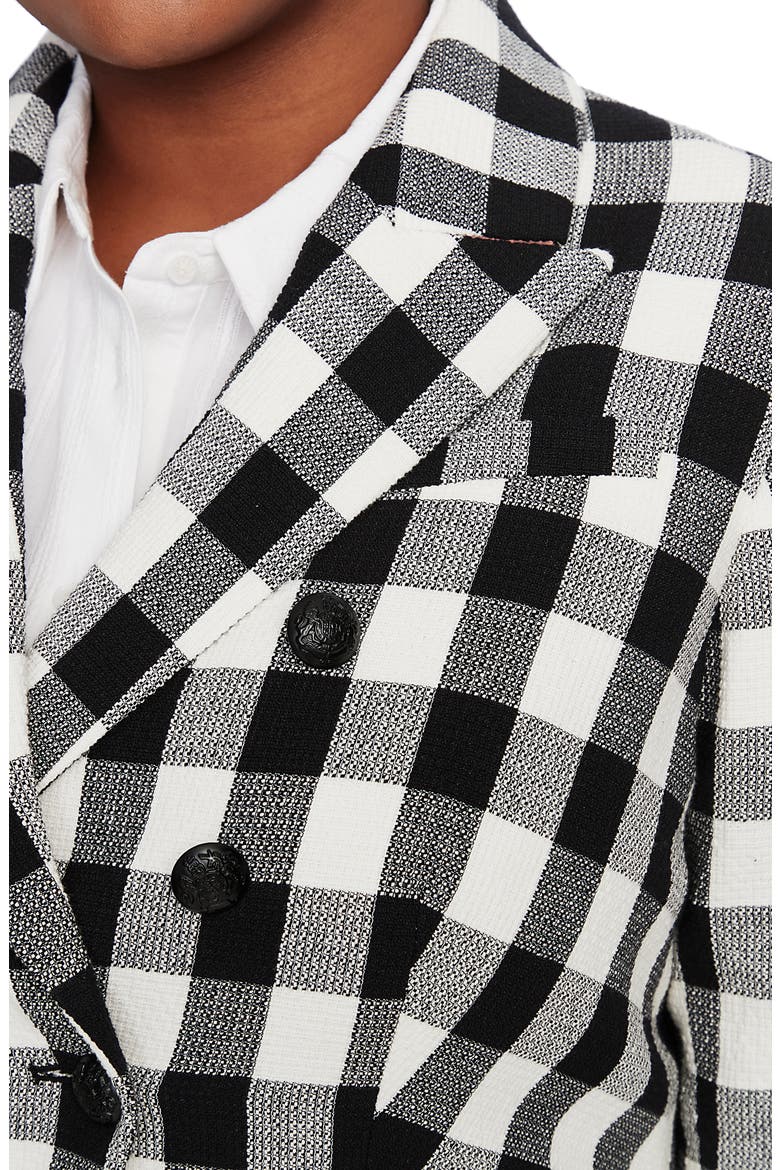 Textured Gingham Cotton Blend Blazer, Alternate, color, RICH BLACK