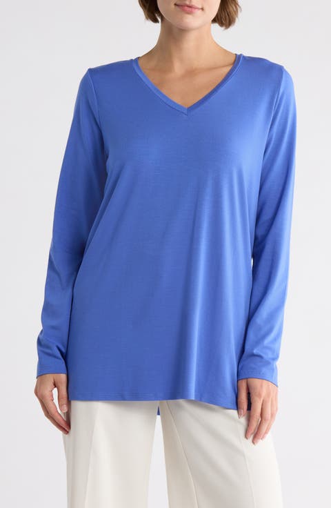Tシャツ・カットソー EQUIPMENT Women Tunic Tops Q23E231ALASKAN BLUE Essential Silk Shirt at Equipment