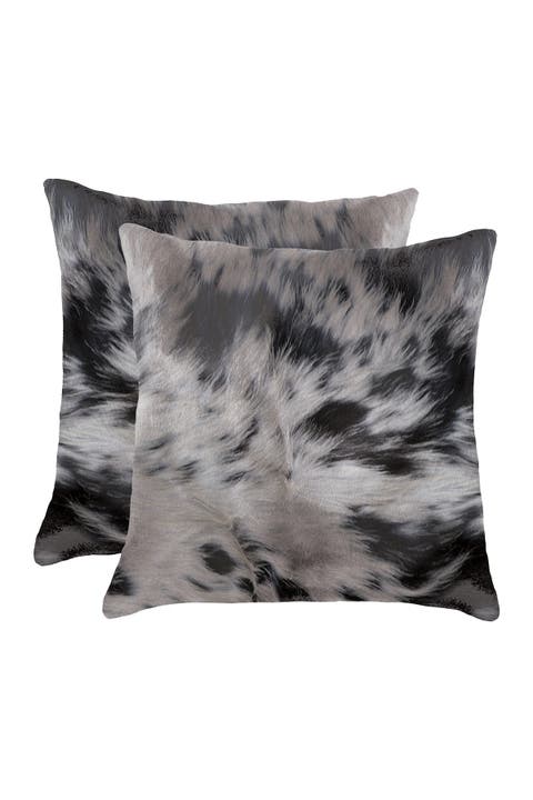 Torino Kobe Cowhide Pillow - Set of 2 - 18"x18" - Black/White