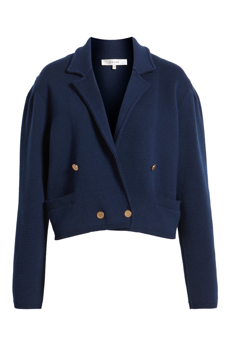 The Cruise Double Breasted Merino Wool Cardigan, Alternate, color, DARK NAVY