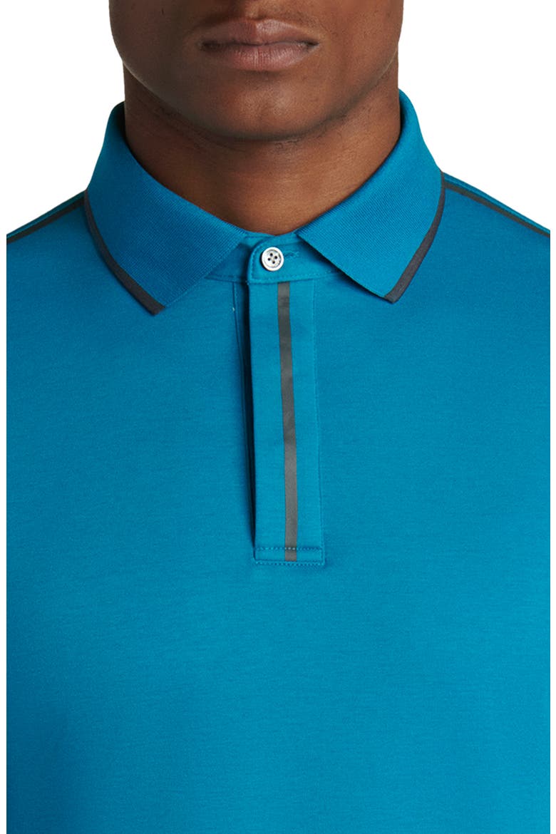 Pima Cotton Long Sleeve Polo Shirt, Alternate, color, TEAL