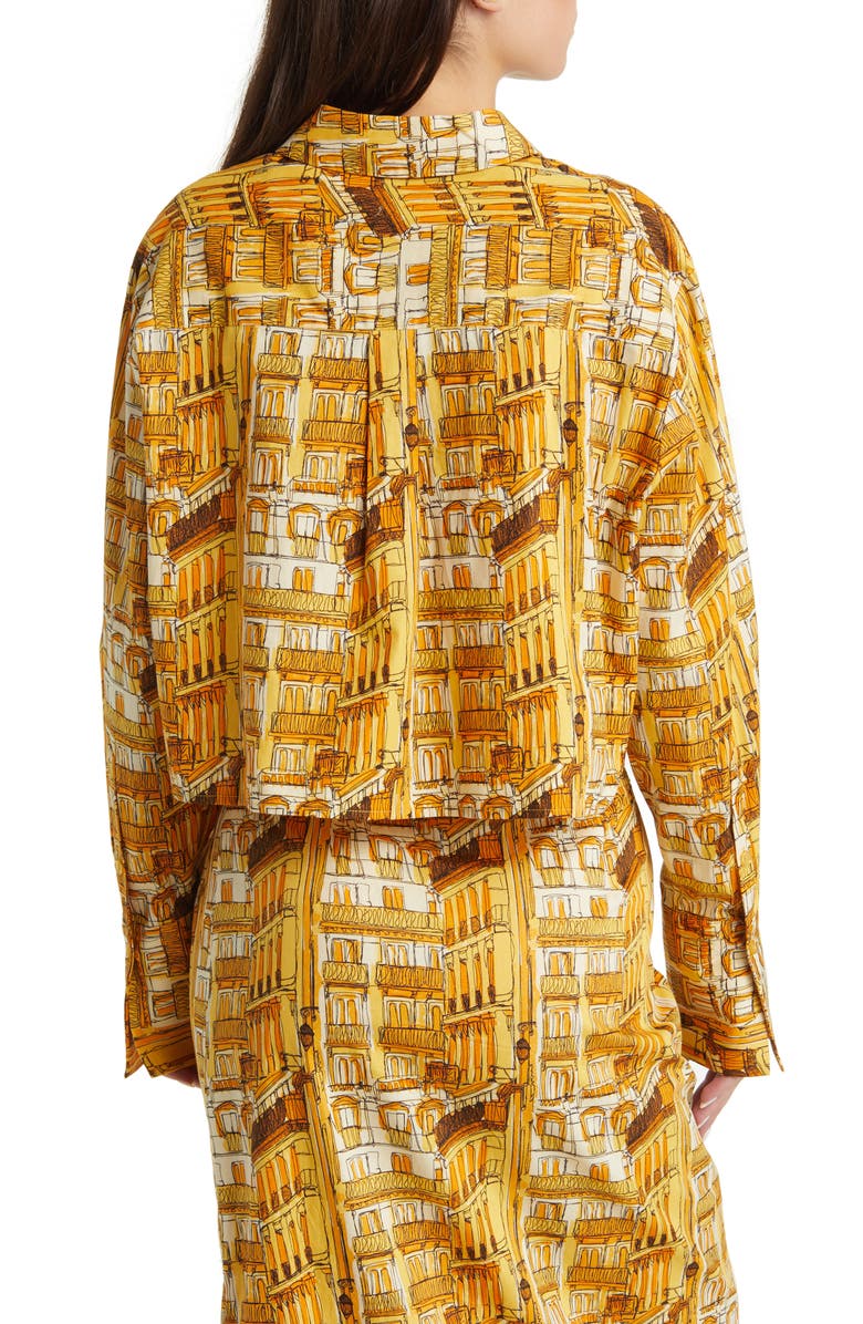 SOMETHING NEW Victoria Print Crop Button-Up Shirt, Alternate, color, 