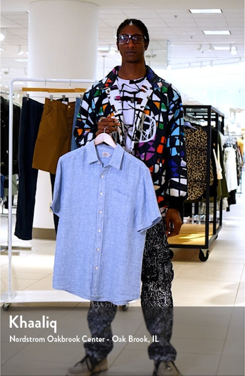 Men's Laguna Short Sleeve Linen Button-Up Shirt, sales video thumbnail